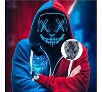 XiXiYang Scary LED Face Halloween Mask,3 Lighting Modes LED Face Transforming,Light up Mask for Deadpool and Iron Fans for Men Women Adults for Costume Cosplay Party Masquerade, (Blue)