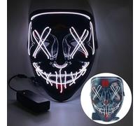 XiXiYang Scary LED Face Halloween Mask,3 Lighting Modes LED Face Transforming Mask for Costume Cosplay Party Masquerade,Light up Mask for Deadpool and Iron Fans for Men Women Adults (White)