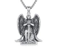XIXLES Archangel Michael Necklace 925 Sterling Silver Holy St Michael Necklace Religious Amulet Gifts Protective Jewellery for Men