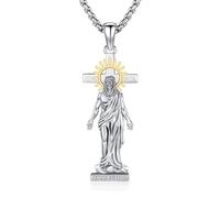 XIXLES Jesus Cross Necklace 925 Sterling Silver Jesus Cross Necklace Men's Religious Amulet Christian Jewelry For Men and Women