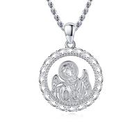 XIXLES Saint Necklaced 925 Sterling Silver Patron Pendants Saint Gabriel Archangel Necklace Protection Patron Necklace jewellery Religious Gifts for Men Women
