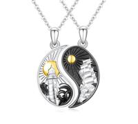 XIXLES Sister Gifts from Sisters, Friendship Necklaces for Two, Sterling Silver Yin Yang Necklace, Matching Necklace for Sisters, Best Friend Jewelry, Gifts for Women