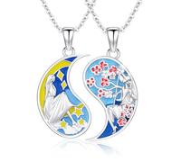 XIXLES Sister Gifts from Sisters, Friendship Necklaces for Two, Sterling Silver Yin Yang Necklace, Matching Yin Yang Necklace for Sisters, Couples, BFF Jewelry Gifts for Women