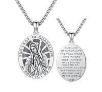XIXLES Virgin Mary Necklace Sterlign Silver Virgen De Guadalupe Pendant Mother Mary Medal Pendant Virgencita Our Lady Of Guadalupe Necklace Religious Jewelry for Women Lady