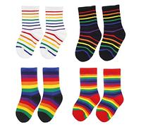 Xiyadun Unisex Toddler And Kids Striped Rainbow Crew Socks Colorful Cotton Socks Packs - Multi - 5-8 Years