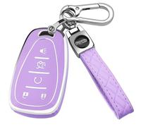 XIYANG TRADE for Chevrolet Car Key Fob Cover Case Soft TPU Full Car Key Shell Car Accessories Remote Key Protector Compatible with Chevrolet Chevy Equinox Malibu Camaro Traverse Smart Key(Purple)