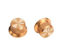 XIYANGJUAN 2pcs Electric Bass Guitar Metal Knobs Flat Top Hat-Shaped Volume Tone Speed Control Knobs with Fastening Screw for Fender Strat Telecaster Les Paul Electric Bass Guitar Accessories (Gold)