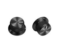 XIYANGJUAN 2pcs Electric Bass Guitar Metal Knobs Flat Top Hat-Shaped Volume Tone Speed Control Knobs with Fastening Screw for Fender Strat Telecaster Les Paul Electric Bass Guitar Accessories (Black)
