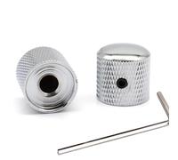 XIYANGJUAN 2Pcs Metal Electric Bass Guitar Knobs Chrome Volume Tone Speed Control Silver Knobs for Fender Telecaster Gibson Les Paul Bass Guitar Accessories (Chrome)