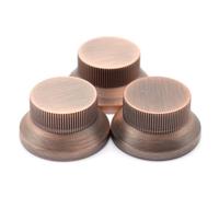 XIYANGJUAN 3pcs Metal Bell Guitar Knobs Red Copper Push On ST Strat Guitar Top Hat Knob for 5.8mm Guitar Split Shafts (Red Copper)