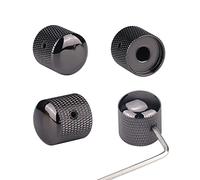 XIYANGJUAN 4Pcs Metal Guitar Knobs Black Volume Tone Speed Control Dome Knob with Allen Keys Screws for Fender Telecaster Gibson Les Paul Electric Guitar Bass Accessories (Black Nickel)