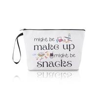 Xiyantiji Funny Travel Makeup Bag Gifts for Women Snack Pouch Friends Friendship Christmas Xmas Birthday Gifts for Girls Daughter Sister Might Be Makeup Might Be Snacks Cosmetic Bags