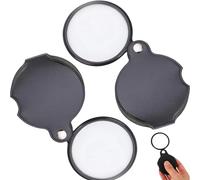 XIYING 2 Pcs Magnifying Glass, Pocket Small Magnifying Glass, 5x Magnifier for Reading, Compact Folding Handheld Loupe with Rotating Protective Case for Reading Stamps Seniors（Black）