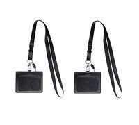 XIYING 2 Sets Lanyard with Card Holder, 2 Id Card Badge Holders Holder and 2 Lanyards, Detachable Black Lanyard for Neck with Holders Badge for Keys (Black) Card Not Included