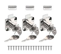 XIYING 3 Pcs Cabinet Lock, Cupboard Locks with Key, 22mm Silver Drawer Cam Lock for Mailbox Drawer Cupboard Cabinet（Screw Included）