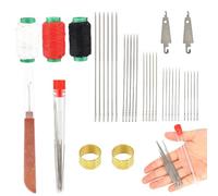 XIYING 34 Pcs Needle and Thread Kit, Big Eye Stainless Steel Needles Set, 25 Steel Portable Hand Sewing Needles, 2 Thimble &2 Threader, 1 Ripper, 3 Thread for Beginners Craft Loverss