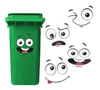 XIYING 8 Pcs Wheelie Bin Stickers, Funny Bin Stickers for Wheelie Bins Large Self Adhesive Cartoon Expressions for Trash Cans Indoor Outdoor Recycling Sticker for Bins
