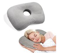 Xiyingcai Ear Piercing Pillow for Side Sleepers - Ear Pillow with Hole for Pierced Ears, Zero Pressure Design for Post-Surgery Pain Relief, Soft Cotton Adjustable Support (Gray)