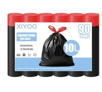 XIYOO Bin Liners 10L Bin Bags Small Trash Bags for Bathroom 90 Counts Toilet Rubbish Bags with Tie Handle Waste Paper Bin Bags Drawstring Thick Pedal Garbage Bags fit 6-12L Trash Bin