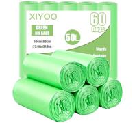 XIYOO Biodegradable Bin Bags 50l Food Waste Bags Compost Bin Liners 60 Counts Large Trash Bag Kitchen Caddy Liner,Green