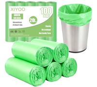 XIYOO Compostable Food Waste Bags 20l Bin Bags 100 Counts Biodegradable Caddy Bin Liners Green Small Rubbish Bag for Kitchen,Bathroom,Toilet