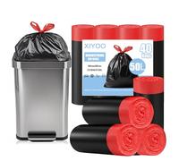 XIYOO Heavy-Duty Black Bin Bags 50L Bin Liners with Drawstring Handles 40 Count Swing Rubbish Bags Kitchen Trash Bags Waste Sacks fit 45-60L