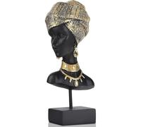 XIYOUQI African Tribal Lady Figurines Head Statue, Black Resin Material, African American Bust Statue, Home Decor Accent, Suitable for Living Room, Office, Desktop Decor