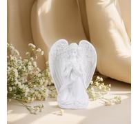XIYOUQI Kneeling Praying Angel Figurine with White Wings - Guardian Angel Sculpture in Resin, Memorial Cherub for Shelf, Table, Living Room, Bedroom Decor, Religious Spirituality Gift