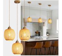 XIYOUVE - 3 Pack Mini Rattan Hanging Adjustable Boho Handmade Woven Wicker Hanging for Kitchen Island Kitchen Island Lighting Over The Sink Coastal Farmhouse