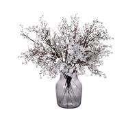 XIYUAN 10 Pcs Babys Breath Artificial Flowers Bulk Silk White Faux Flowers Real Touch Gypsophila Bouquet 18.8 Inch Faux Plum Blossom Branches for Christmas Halloween Home Wedding Decoration (White)