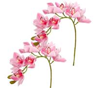 XIYUAN 28.5inch Artificial Phalaenopsis Flowers 2 Bunch 10 Large Petals Orchids Fake Cymbidium Flowers Artificial Orchid Flowers Stem Plants Latex Phalaenopsis Branches for Home Décor (Pink)