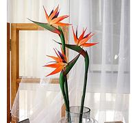 XIYUAN 3Pieces Bird of Paradise Permanent Flower UV Resistant No Fade Flower Made of Soft Rubber PU for DIY Home Artificial Flower Decor 32inch Large (Orange Red)