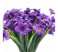 XIYUAN Artificial Flowers 12 Bundles Fake Flowers Plant UV Resistant No Fade Faux Flower Hanging Plant Plastic Greenery Shrubs Garden Porch Window Box Decorating(Purple)