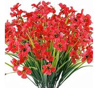 XIYUAN Artificial Flowers 15 Bundles Fake Flowers Plant UV Resistant No Fade Faux Flower Hanging Plant Plastic Greenery Shrubs Garden Porch Window Box Decorating (Red)