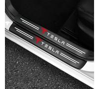 XIYUANFA 4 Pcs Car Door Sill Protector Strips for Tesla Tesla Model 3 Model Y/S/X, Threshold Steps Scuff Plate Cover Carbon Fiber Durable Scratch Resistant Car Accessories