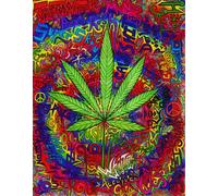 Xiyuekissu DIY Diamond Art Kit for Adults - Cannabis Leaf Marijuana Herb Weed Ganja - 16x20inch - Non-Foldable
