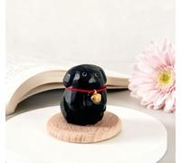 Xiyuelily Hand Carved Wooden Black Labrador Figurine - 2PCS Small Painted Dog Statues with Base, Desk or Shelf Decor, Collectible Eco-Friendly Pet Figurines, Unique Handmade Gifts for Dog Lovers