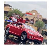 XIYUEYING 1:24 For Tesla Model X Alloy Vehicle Model Die-casting Simulation Model Car Sound And Light Toys Vehicles Kit(Red)