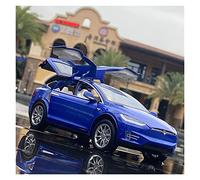 XIYUEYING 1:24 For Tesla Model X Alloy Vehicle Model Die-casting Simulation Model Car Sound And Light Toys Vehicles Kit(Blue)