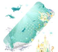 XIYUNTE Baby Bath Mat Non Slip Anti Mould, Baby Bath Mats Non Slip, 100x40cm Extra Long Bath Mat Non Slip Kids Shower Mat with Suction Cups & Drain Holes, Machine Washable, Castle