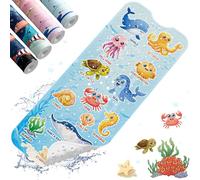 XIYUNTE Baby Bath Mats Non Slip Anti Mould - 100x40cm Extra Long Non Slip Bath Mat for Kids, Eco-Friendly Toddler Bath Mat with Suction Cups for Secure Grip, Easy to Clean & Easy Drying, Blue
