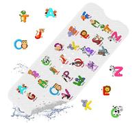 XIYUNTE Baby Bath Mats Non Slip Anti Mould, Cartoon Kids Bath Mat Non Slip, 100x40cm Extra Large Baby Shower Mat Non Slip Bath Mat with Suction Cups & Drain Holes, Machine Washable, Alphabet