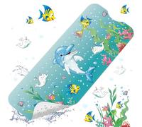 XIYUNTE Baby Bath Mats Non Slip Anti Mould, Cartoon Kids Bath Mat Non Slip, 100x40cm Extra Large Baby Shower Mat Non Slip Bath Mat with Suction Cups & Drain Holes, Machine Washable, Dolphin