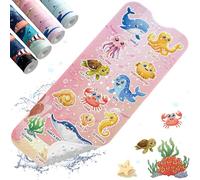 XIYUNTE Baby Bath Mats Non Slip Anti Mould, Cartoon Kids Bath Mat Non Slip, 100x40cm Extra Large Baby Shower Mat Bath Mat with Suction Cups & Drain Holes, Machine Washable, Pink