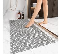 XIYUNTE Large Shower Mat Non Slip Anti Mould for Elderly- 90 x 40cm Non Slip Shower Mat for Inside Shower, Non Slip Bath Mat with Suction Cups & Drain Holes, Cut-to-Fit Bathtub Mat, Dark Grey
