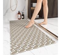 XIYUNTE Large Shower Mat Non Slip Anti Mould for Elderly- 90 x 40cm Non Slip Shower Mat for Inside Shower, Non Slip Bath Mat with Suction Cups & Drain Holes, Cut-to-Fit Bathtub Mat, Brown