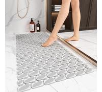 XIYUNTE Large Shower Mat Non Slip Anti Mould for Elderly- 90 x 40cm Non Slip Shower Mat for Inside Shower, Non Slip Bath Mat with Suction Cups & Drain Holes, Cut-to-Fit Bathtub Mat, Grey