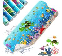 XIYUNTE Non-Slip Bath Mat for Children, 100% BPA-Free, Extra Comfortable Anti-Bacterial, 100 x 40 cm, Baby Shower Mat with Suction Cups and Machine Washable, Turtle