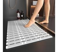 XIYUNTE Shower Mat Non Slip Anti Mould for Elderly - 68x40cm Bath Mat Non Slip Shower Mats for Inside Shower, Anti Slip Bath Mat with Powerful Suction Cups, Easy to Clean, Cut to Size, Grey
