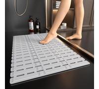 XIYUNTE Shower Mat Non Slip Anti Mould for Elderly - 68x40cm Bath Mat Non Slip Shower Mats for Inside Shower, Anti Slip Bath Mat with Powerful Suction Cups, Easy to Clean, Cut to Size, Light Grey